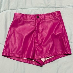 pink faux leather shorts